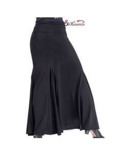 Falda de baile flamenco negra monocolor en punto de licra con godet trasero de Olé Flamenco. 2