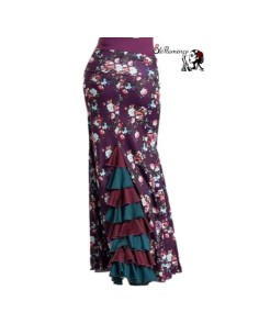 Falda de baile flamenco estampada con detalle de 8 volantes en el godet trasero de Olé Flamenco. 2