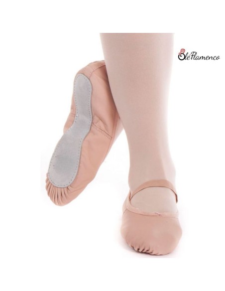 Zapatillas de media punta para ballet en piel color rosa palo