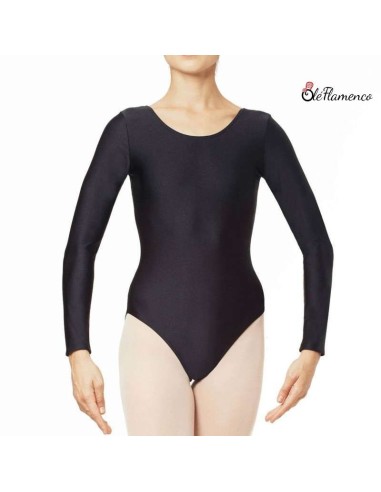 Maillot básico de licra color negro frontal
