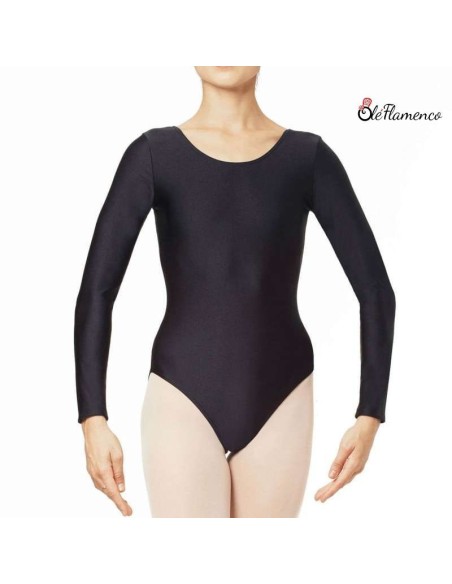 Maillot básico de licra color negro frontal