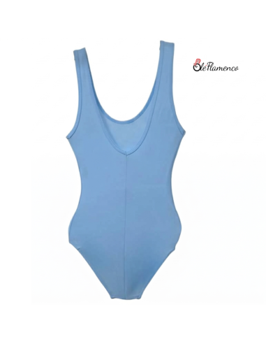 Vista de la espalda del maillot de tirante ancho azul