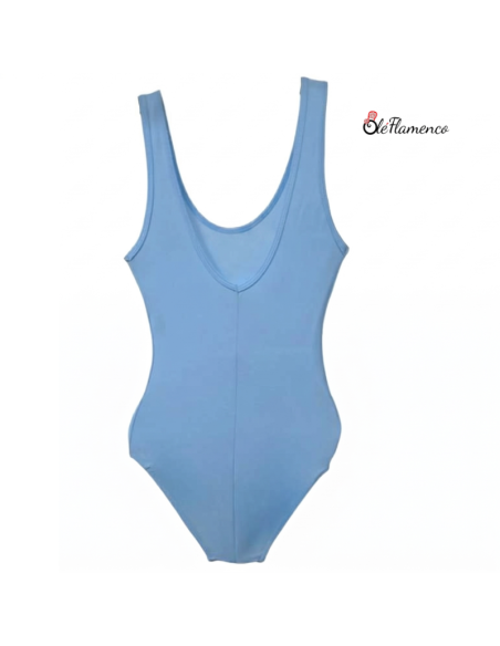Vista de la espalda del maillot de tirante ancho azul