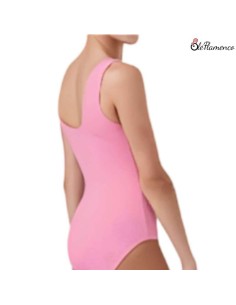 Maillot de danza con tirante ancho en poliamida color rosa (frontal) 2