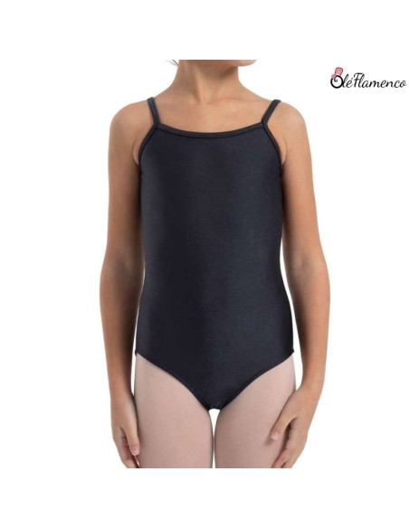 Maillot básico de tirantes finos color negro para ballet