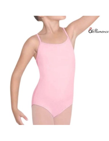 Maillot de danza en microfibra Tactel rosa con tirantes finos