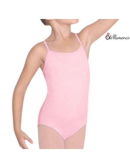 Maillot de danza en microfibra Tactel rosa con tirantes finos