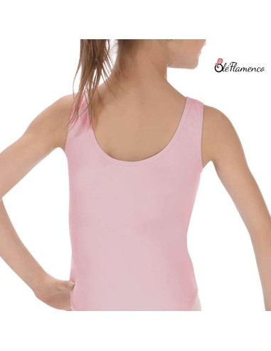 Vista de la espalda del maillot de tirantes anchos en color rosa